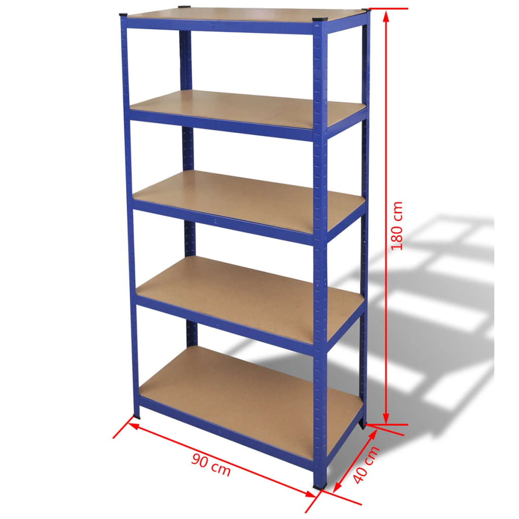 Mensola 5 Strati Blu in Acciaio e Legno Multistrato - homemem39