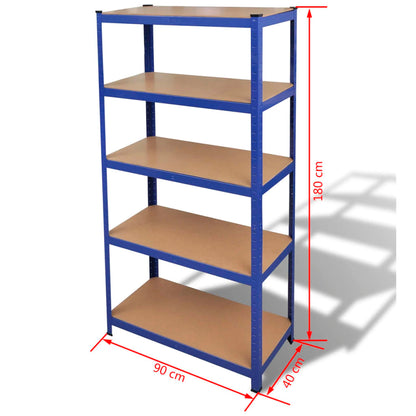 Mensola 5 Strati Blu in Acciaio e Legno Multistrato - homemem39