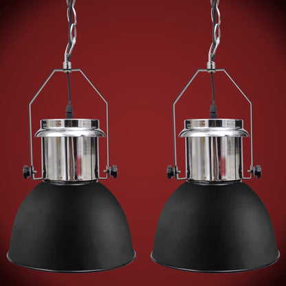 Lampada da Soffitto in Metallo Nero Altezza Regolabile Moderna - homemem39