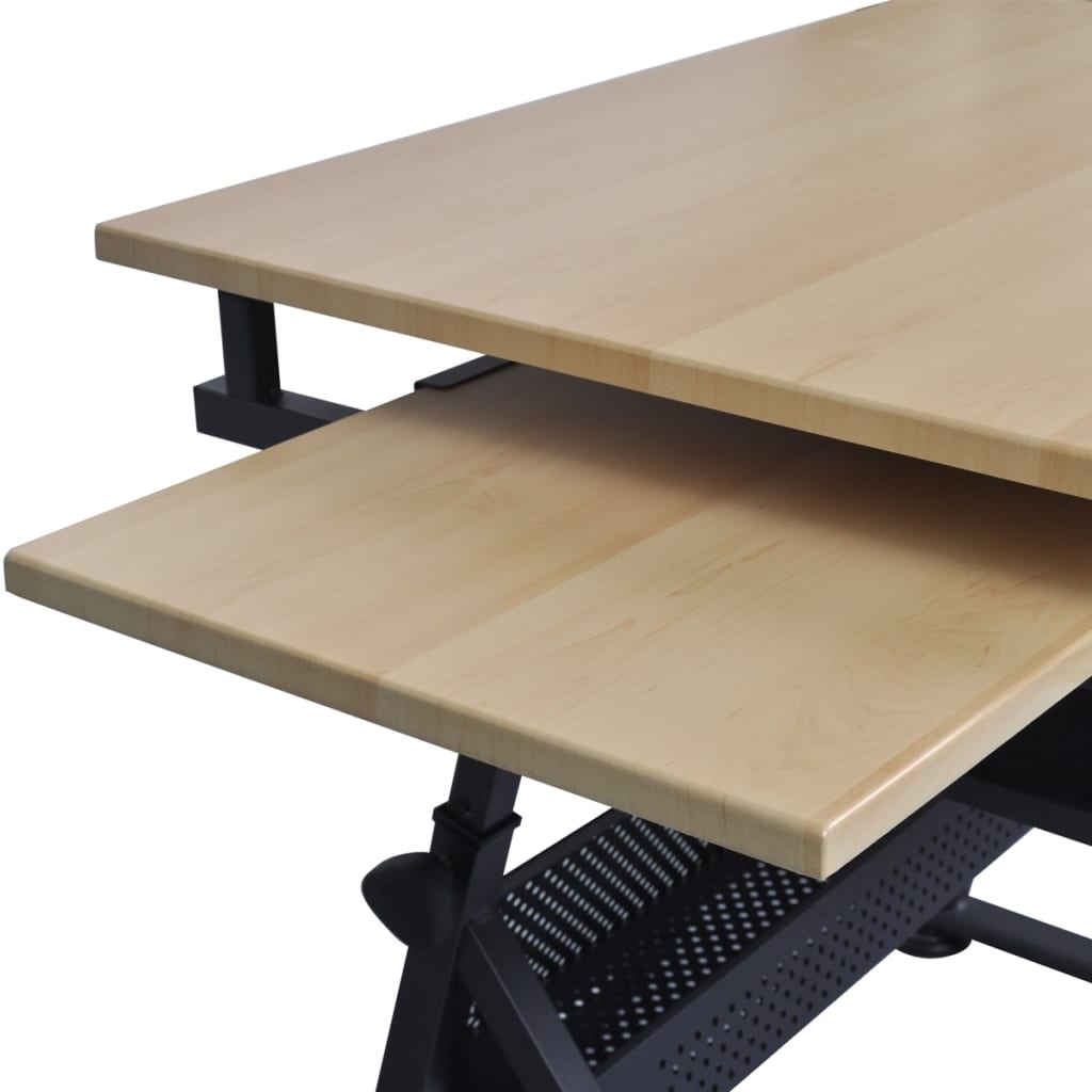 Tavolo inclinabile con due cassetti tavolo da disegno con sgabello - homemem39