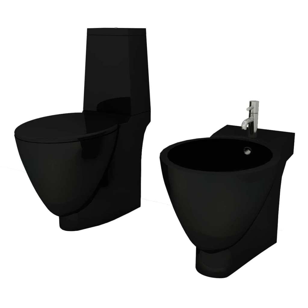 Set Toilette e Bidè in Ceramica Nero - homemem39