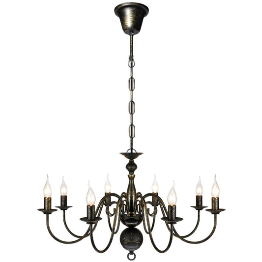 Lampadario Stile Antico Metallo Nero Lampadine 8 x E14 - homemem39