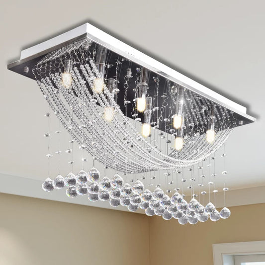 Lampada da Soffitto Bianca con Cristalli di Vetro 8 x G9 29 cm - homemem39