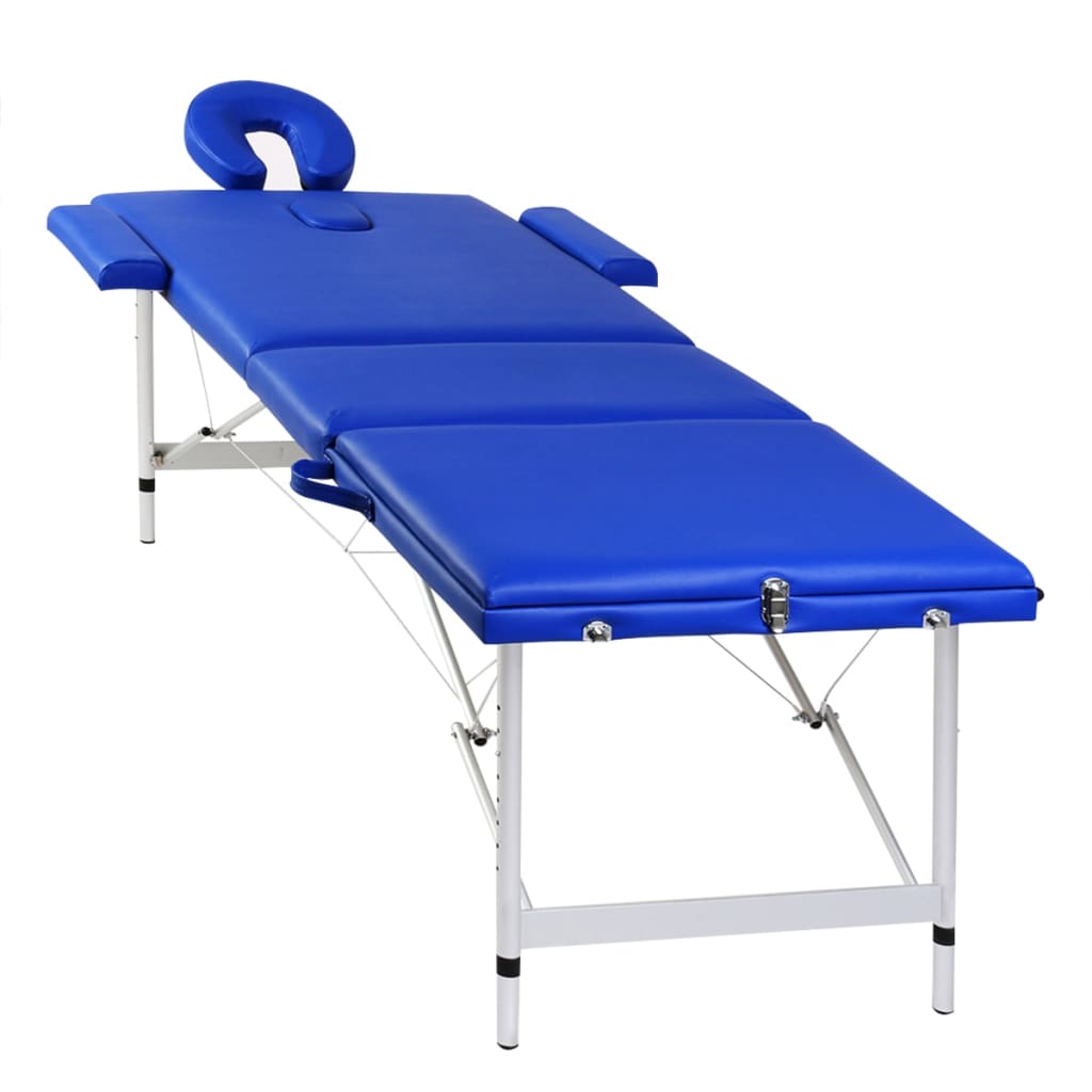 Lettino Pieghevole da Massaggio Blu 3 Zone Telaio in Alluminio - homemem39