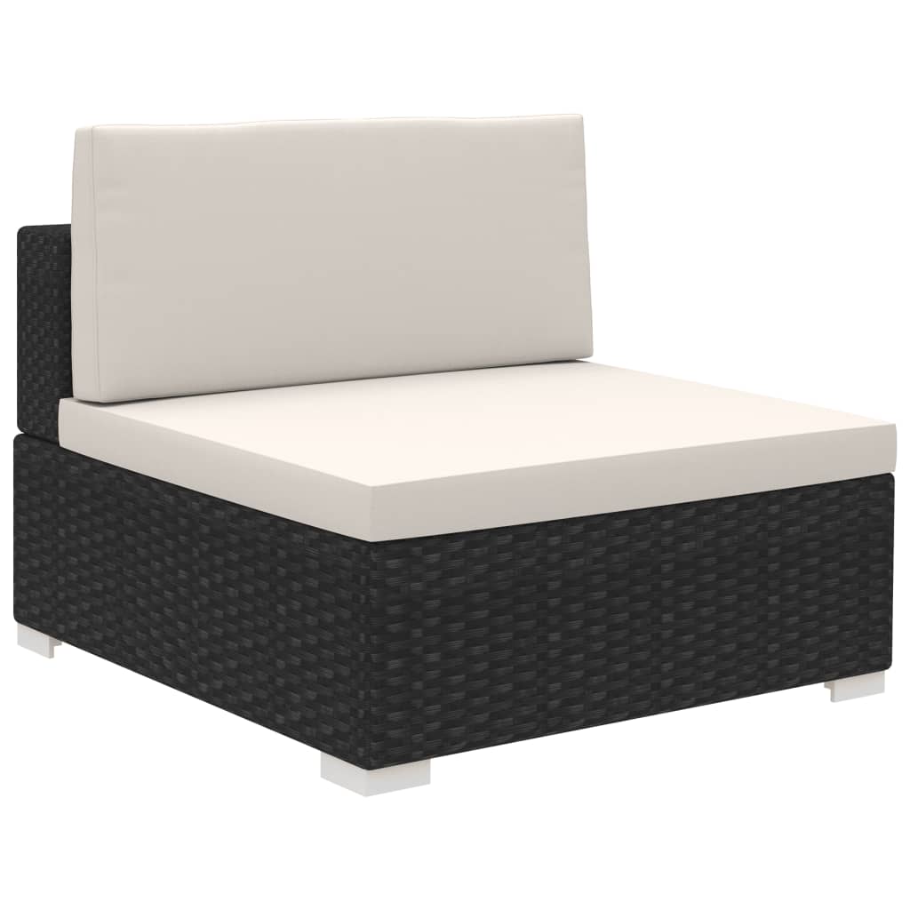 Set Divani da Giardino 6 pz con Cuscini in Polyrattan Nero - homemem39