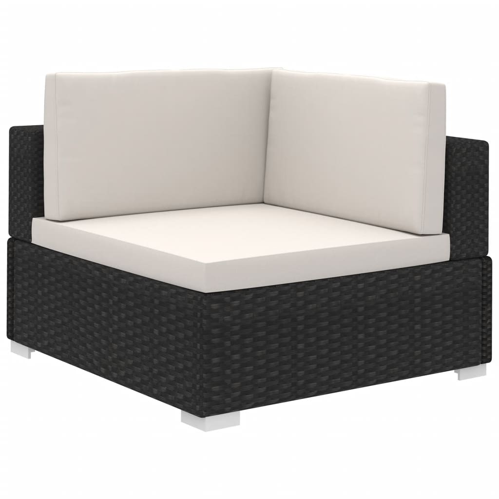 Set Divani da Giardino 6 pz con Cuscini in Polyrattan Nero - homemem39