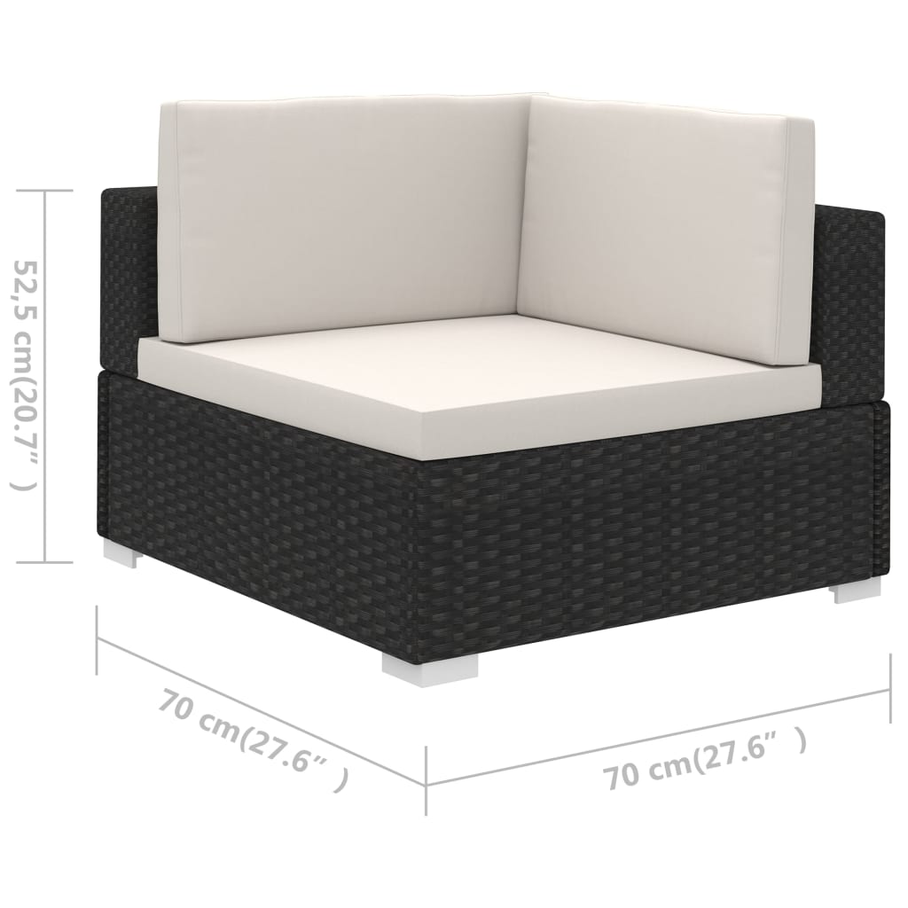 Set Divani da Giardino 6 pz con Cuscini in Polyrattan Nero - homemem39