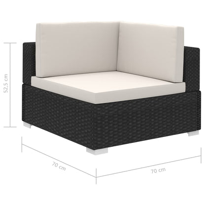 Set Divani da Giardino 8 pz con Cuscini in Polyrattan Nero - homemem39