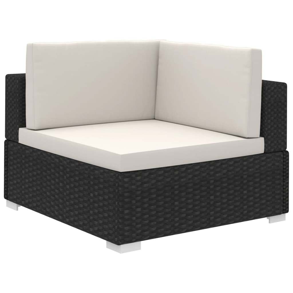 Set Divani da Giardino 8 pz con Cuscini in Polyrattan Nero - homemem39