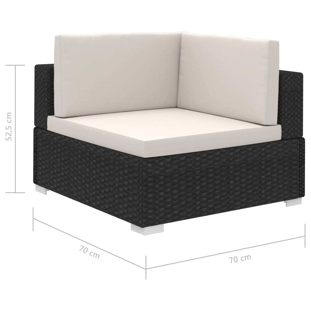 Set Divani da Giardino 8 pz con Cuscini in Polyrattan Nero - homemem39