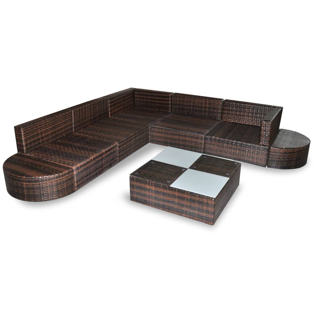 Set Divani da Giardino 8 pz con Cuscini in Polyrattan Marrone - homemem39