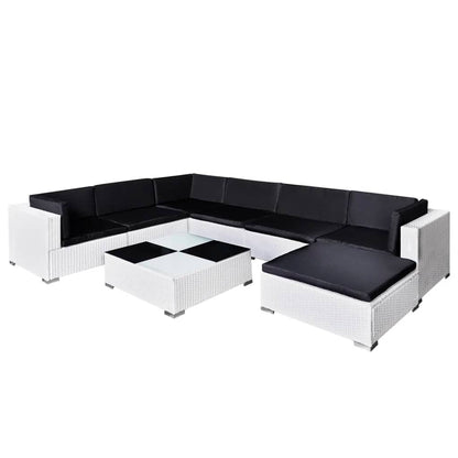 Set Divani da Giardino 8 pz con Cuscini in Polyrattan Bianco - homemem39