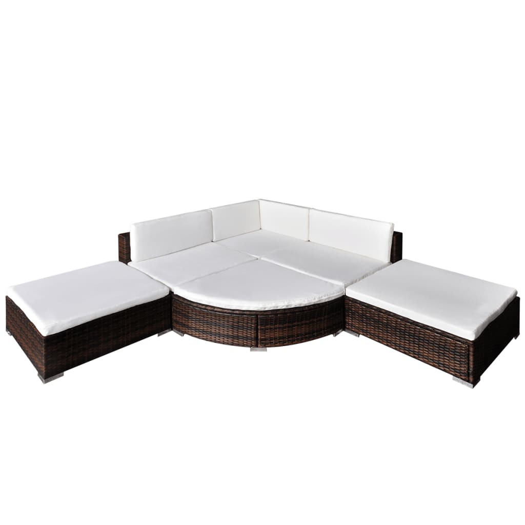 Set Divani da Giardino 6 pz con Cuscini in Polyrattan Marrone - homemem39