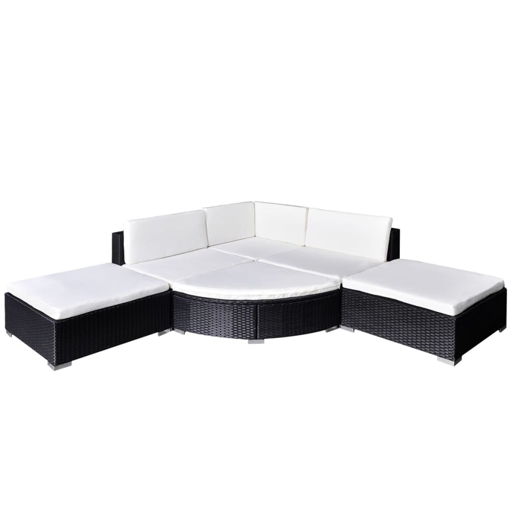 Set Divani da Giardino 6 pz con Cuscini in Polyrattan Nero - homemem39