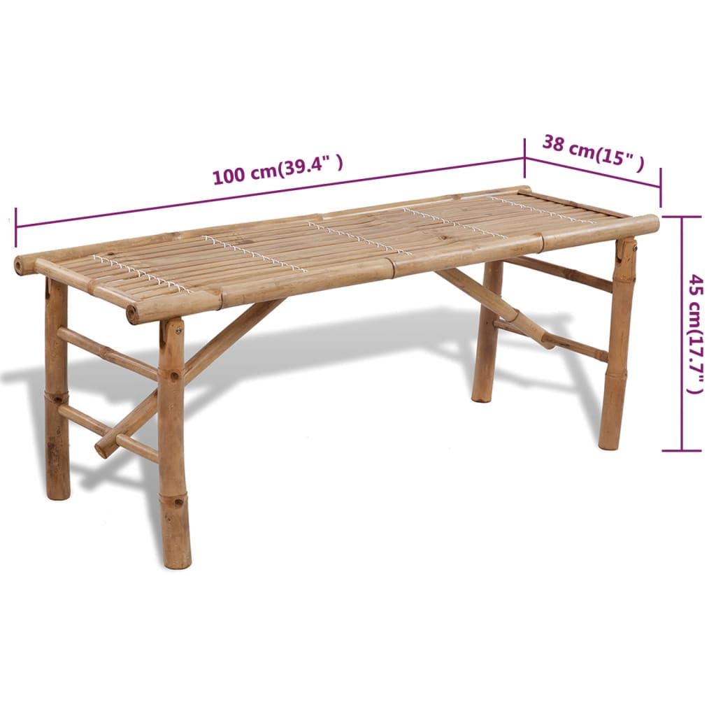 Tavolo da Birreria con 2 Panchine 100 cm in Bambù - homemem39