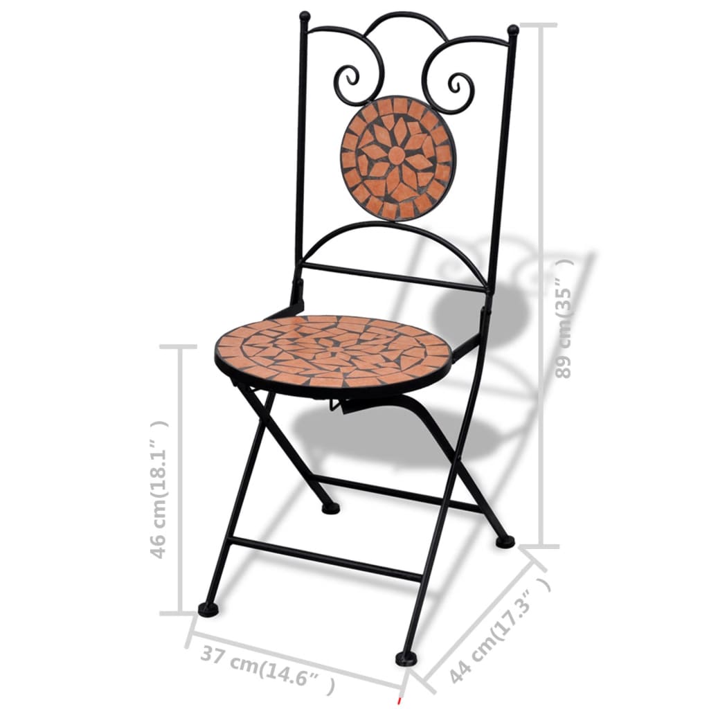 Sedie da Bistrot Pieghevoli 2 pz in Ceramica Terracotta - homemem39