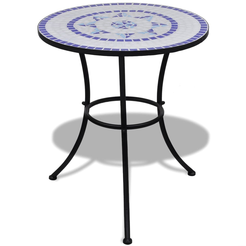 Tavolo da Bistrot Blu e Bianco 60 cm a Mosaico - homemem39