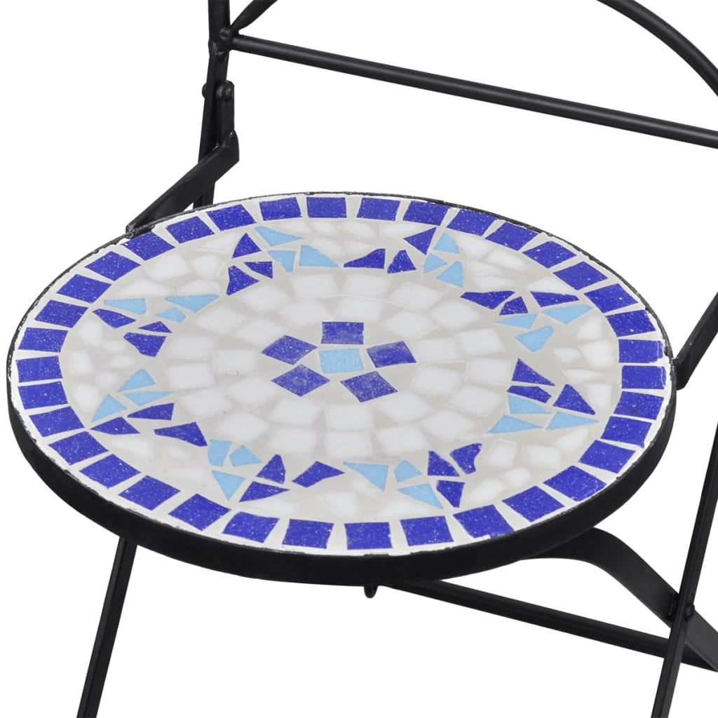 Sedie da Bistrot Pieghevoli 2 pz in Ceramica Blu e Bianco - homemem39