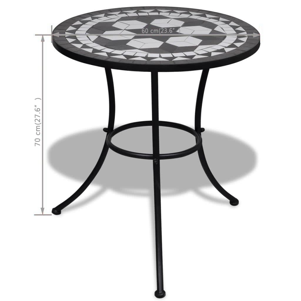 Tavolo da Bistrot Nero e Bianco 60 cm a Mosaico - homemem39