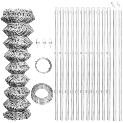 Recinzione in Rete con Pali in Acciaio Zincato 25x1 m Argento - homemem39