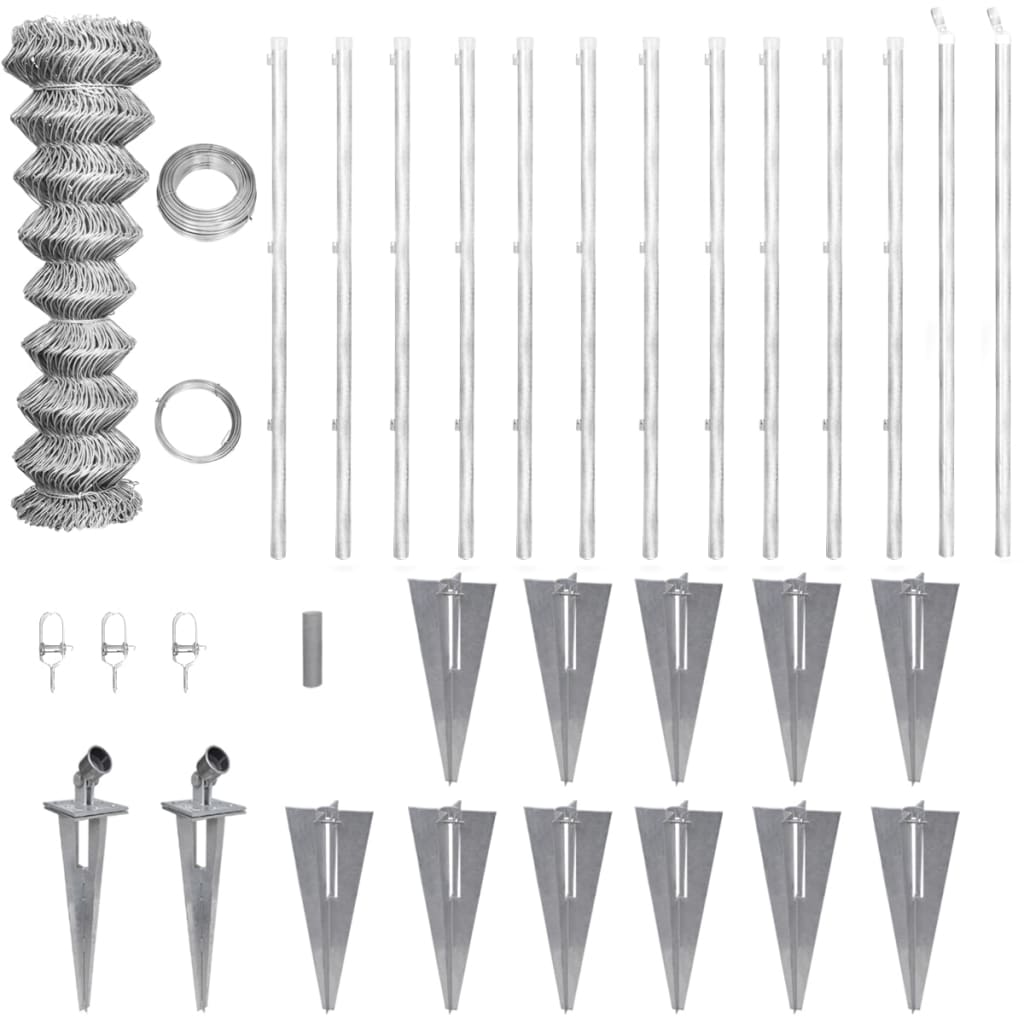 Recinzione in Rete con Spuntoni in Acciaio Zincato 25x1,5 m - homemem39