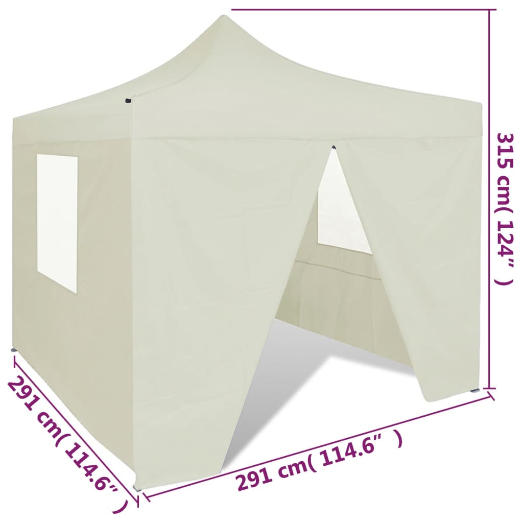 Tenda Pieghevole Crema 3 x 3 m con 4 Pareti - homemem39