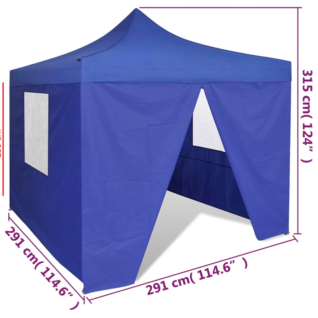 Tenda Pieghevole Blu 3 x 3 m con 4 Pareti - homemem39