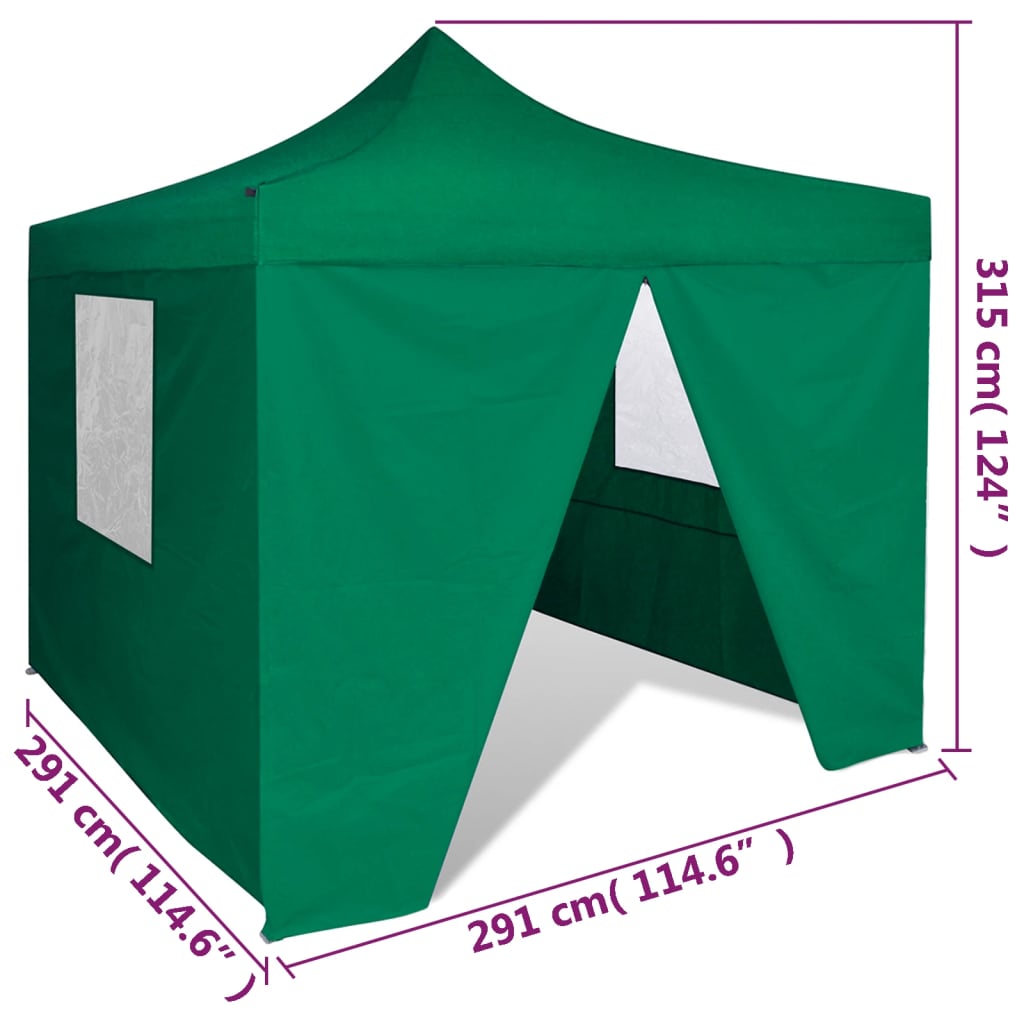 Tenda Pieghevole Verde 3 x 3 m con 4 Pareti - homemem39