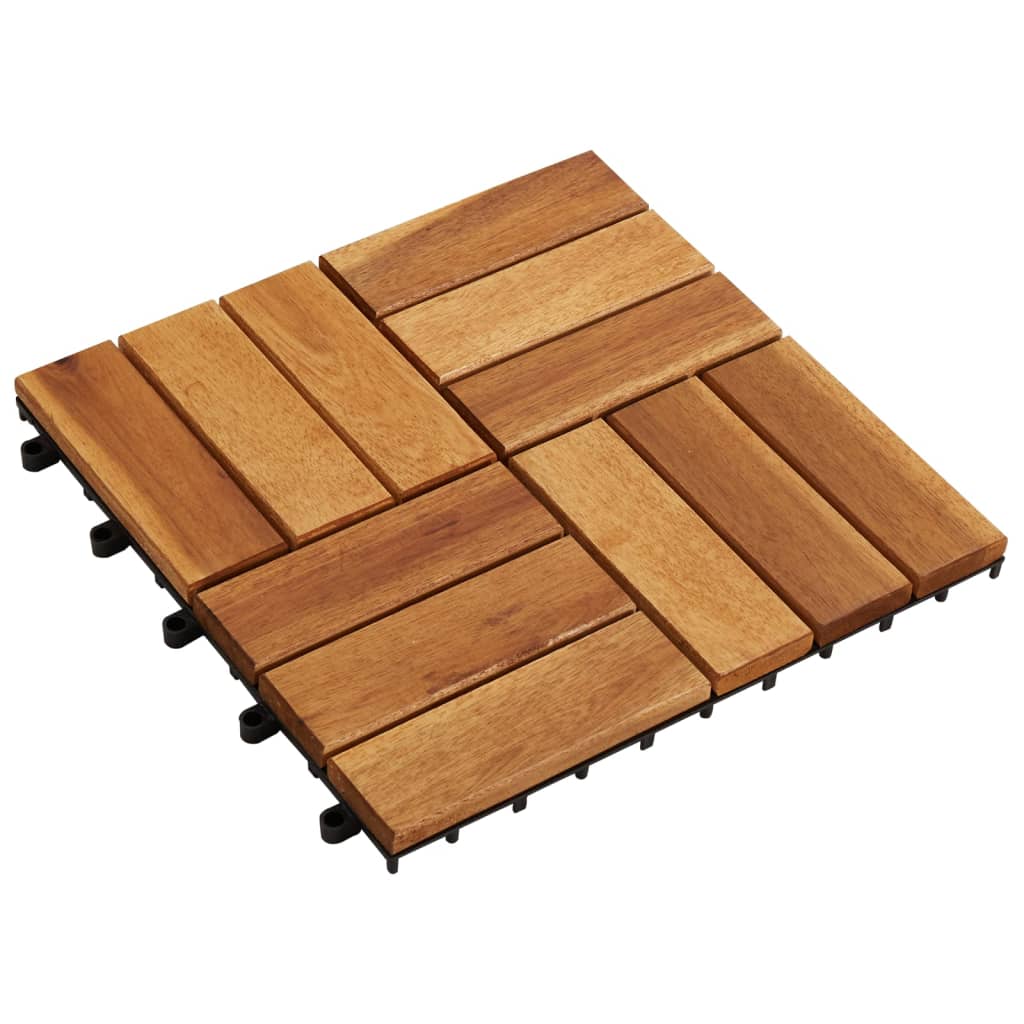 Set 10 Piastrelle in legno di acacia per pavimento 30 x 30 cm - homemem39