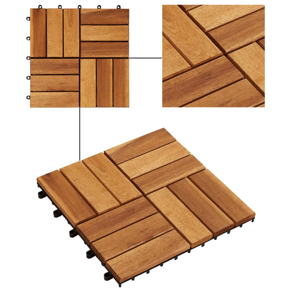 Set 10 Piastrelle in legno di acacia per pavimento 30 x 30 cm - homemem39