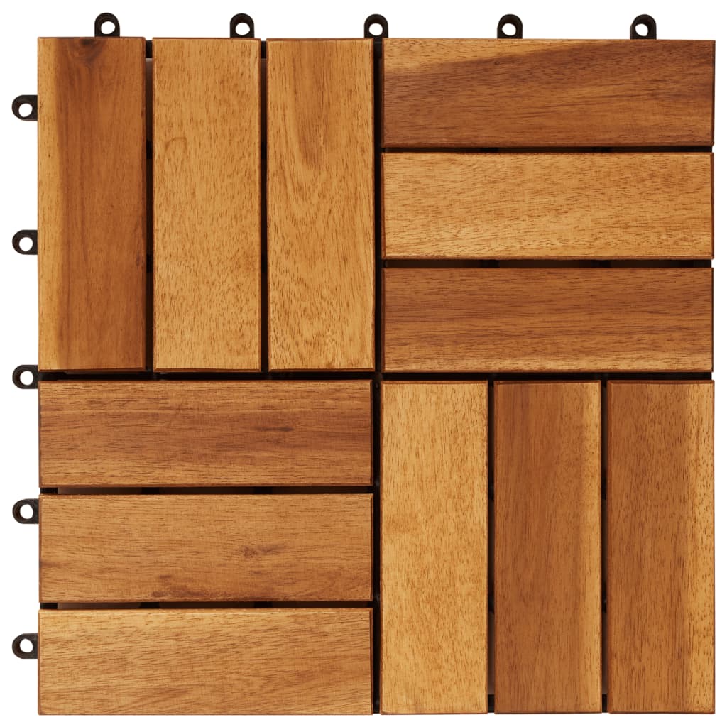 Set 10 Piastrelle in legno di acacia per pavimento 30 x 30 cm - homemem39