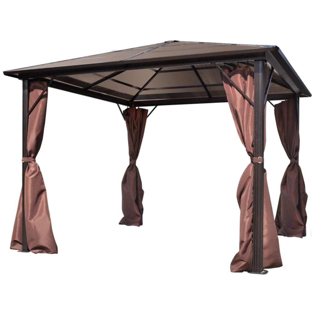 Gazebo con Tenda Marrone in Alluminio 300 x 300 cm - homemem39