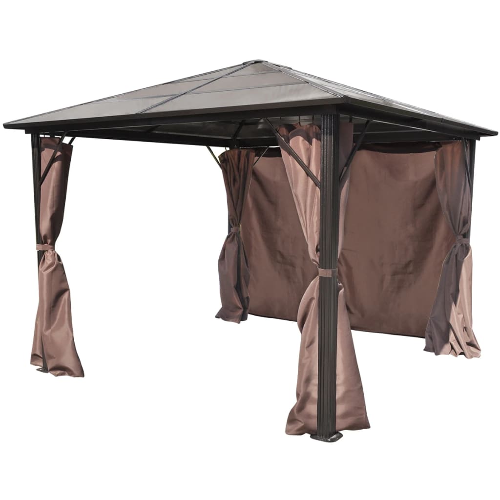 Gazebo con Tenda Marrone in Alluminio 300 x 300 cm - homemem39