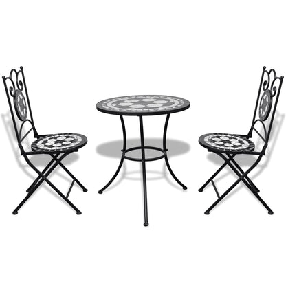 Set da Bistrot 3 pz in Piastrelle di Ceramica Nero e Bianco - homemem39