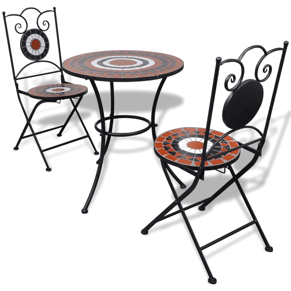 Set da Bistrot 3 pz Piastrelle di Ceramica Terracotta e Bianco - homemem39