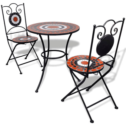 Set da Bistrot 3 pz Piastrelle di Ceramica Terracotta e Bianco - homemem39