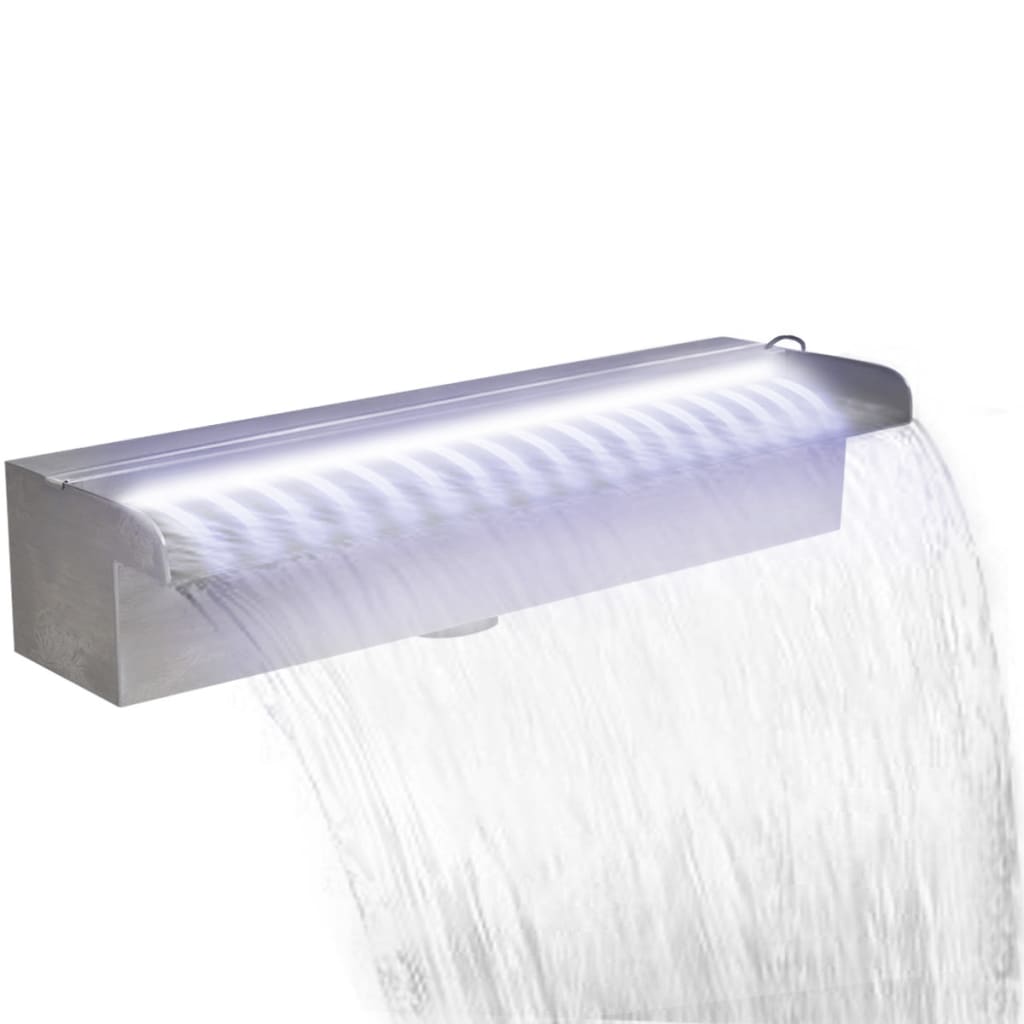 Cascata per Laghetto Rettangolare con LED in Acciaio Inox 45 cm - homemem39