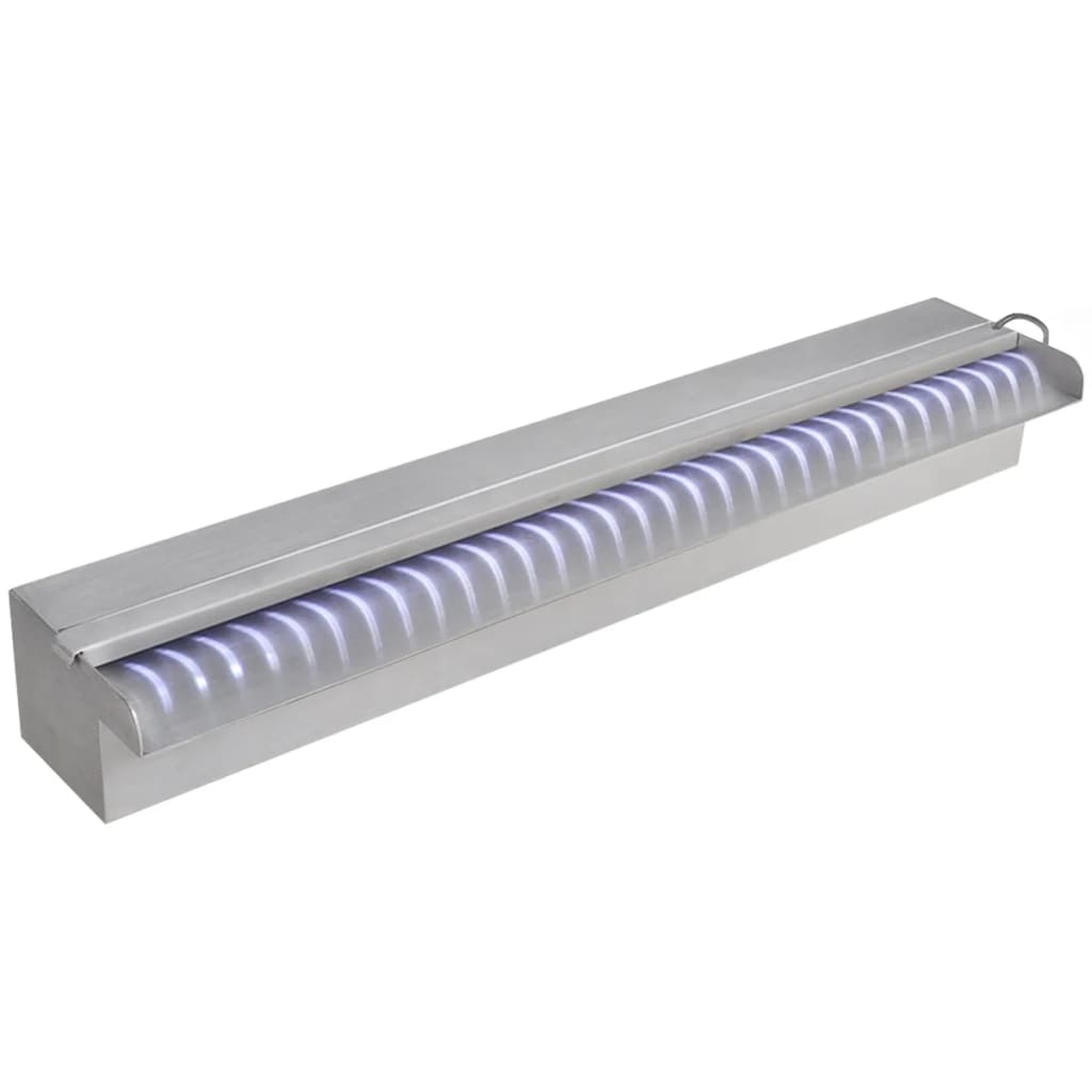 Cascata per Laghetto Rettangolare con LED in Acciaio Inox 60 cm - homemem39