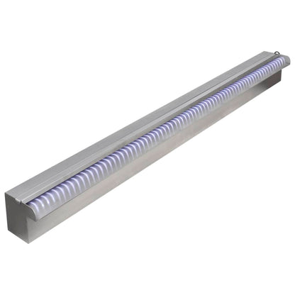 Cascata per Laghetto Rettangolare con LED in Acciaio Inox 90 cm - homemem39