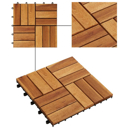 Set 20 Piastrelle in legno di acacia per pavimento 30 x 30 cm - homemem39