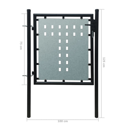Cancello per Recinzione Singolo Nero 100 x 125 cm - homemem39