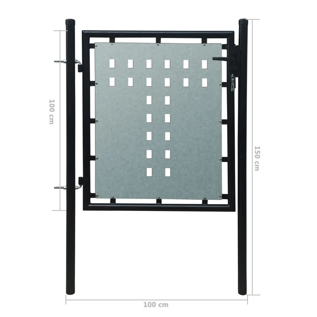 Cancello per Recinzione Singolo Nero 100 x 150 cm - homemem39