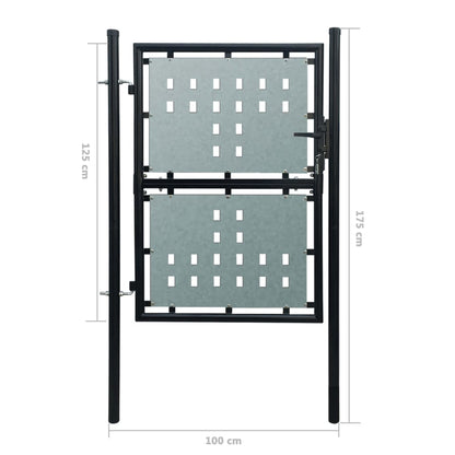 Cancello per Recinzione Singolo Nero 100 x 175 cm - homemem39