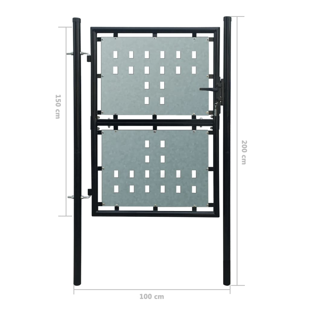 Cancello per Recinzione Singolo Nero 100 x 200 cm - homemem39