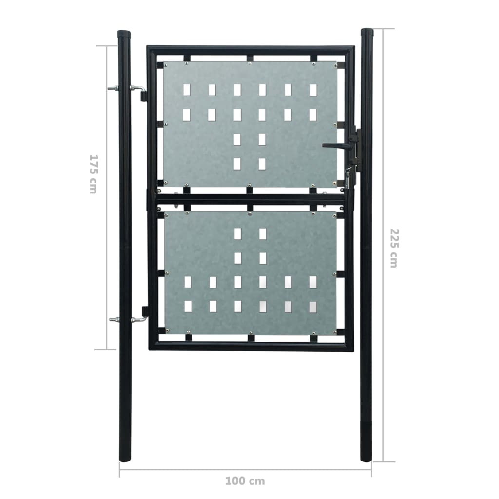 Cancello per Recinzione Singolo Nero 100 x 225 cm - homemem39