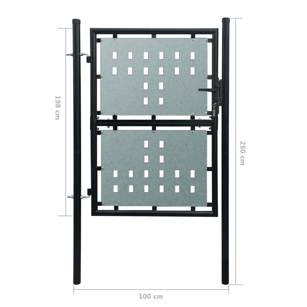 Cancello per Recinzione Singolo Nero 100 x 250 cm - homemem39