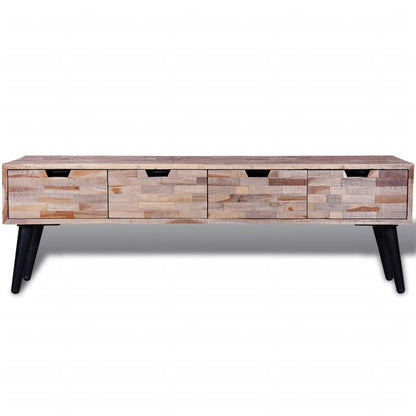 Armadietto consolle TV con 4 cassetti in legno anticato di teak - homemem39