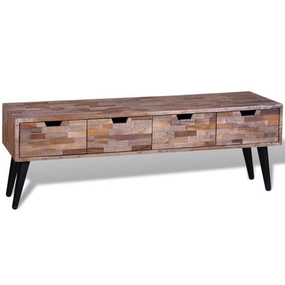 Armadietto consolle TV con 4 cassetti in legno anticato di teak - homemem39