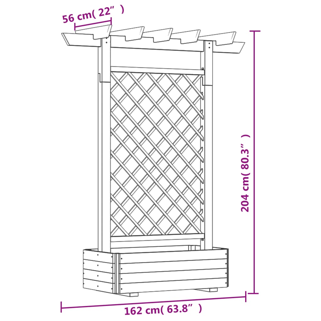 Fioriera con Pergolato da Giardino 162x56x204 cm in Legno - homemem39