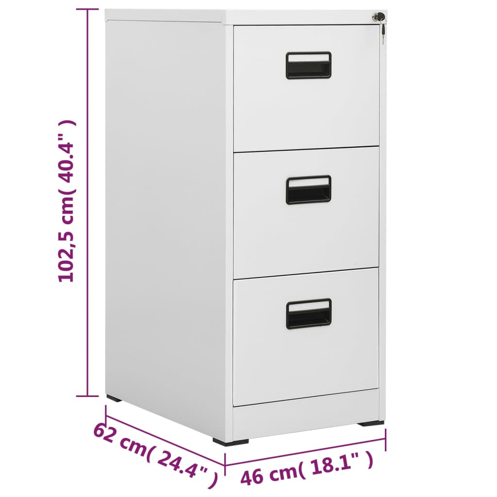 Schedario Grigio Chiaro 46x62x102,5 cm in Acciaio - homemem39